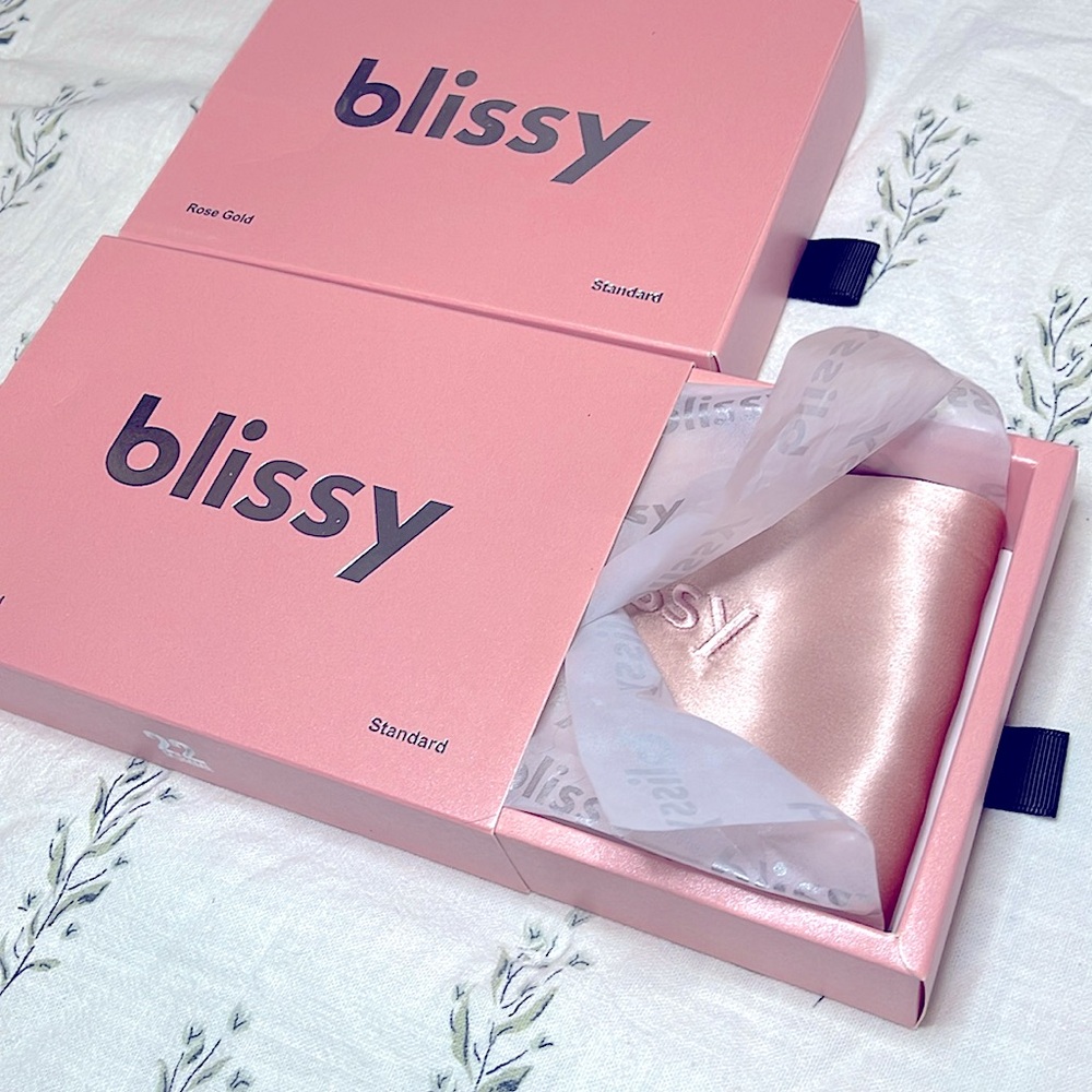 Blissy Rose Gold Silk Standard Pillow Case x2 Set NWT